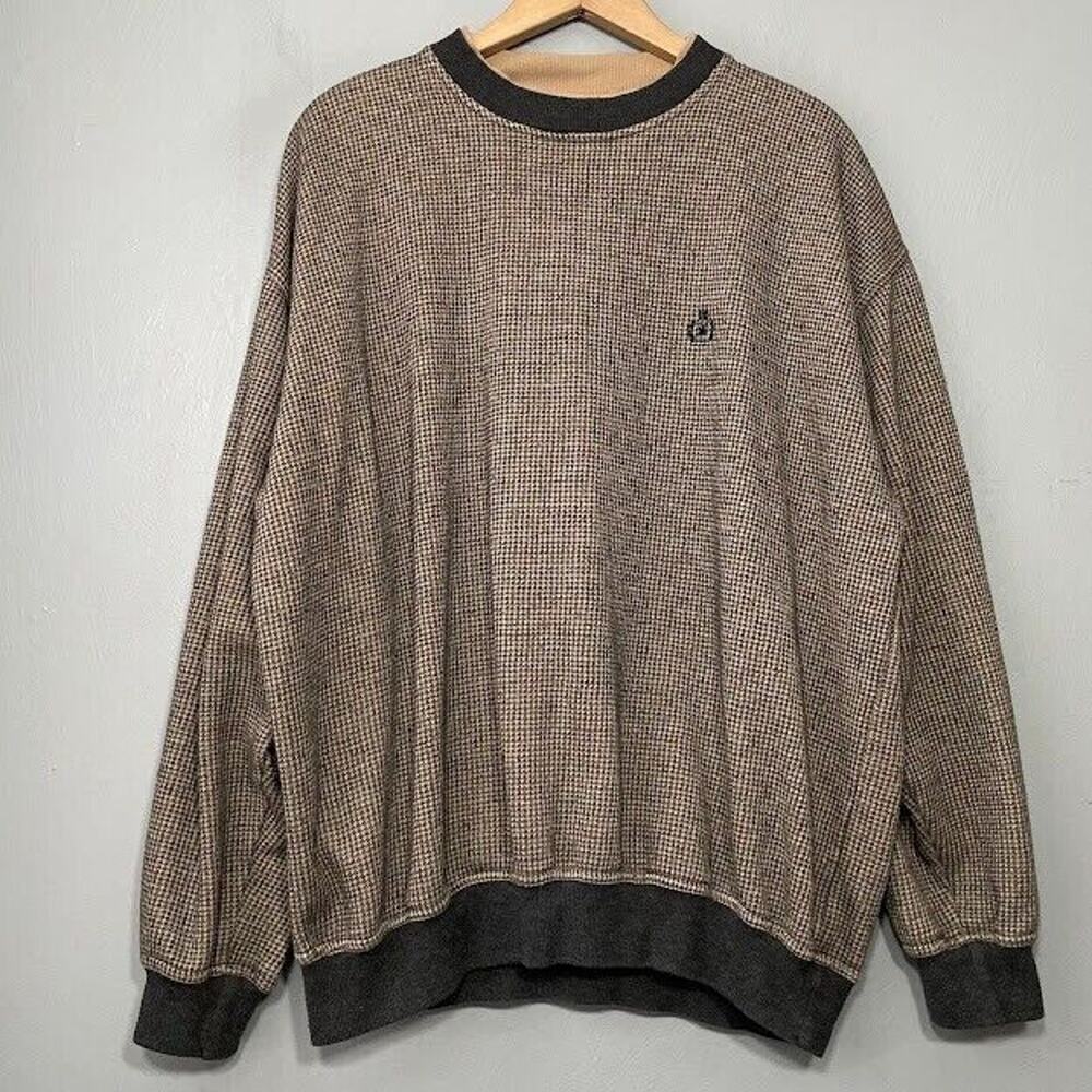 Vintage Dark Academia Sweater Mens Size XL Houndstooth Preppy Old Money Grandpa